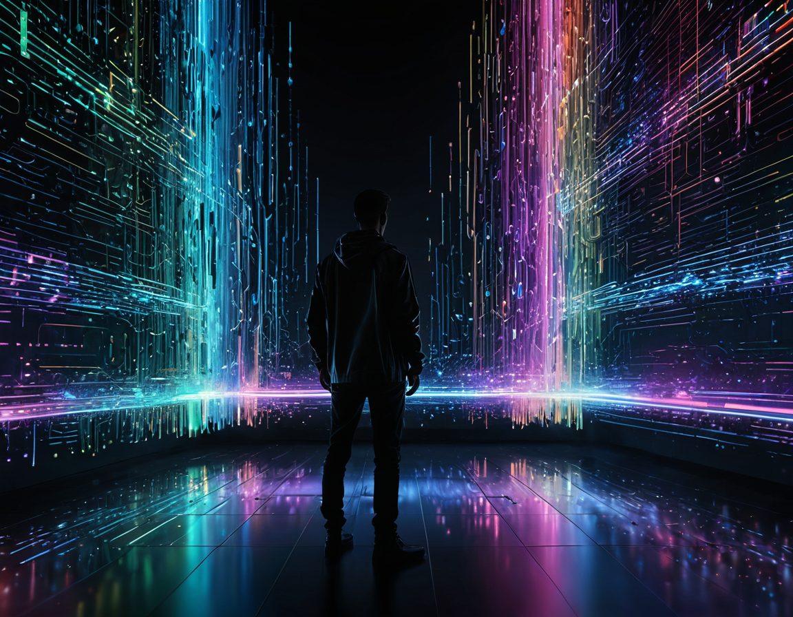 A futuristic digital landscape where a person's physical plastic ID card dissolves into pixels that form a secure digital ID on a holographic screen, with matrix-like code and security symbols around it. The transition from plastic to digital representation should be evident, emphasizing modern technology. super-realistic. vibrant colors. cyberpunk.
